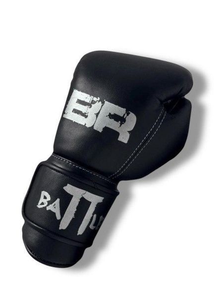 Рукавиці боксерські Battler 12 унцій - чорний зі сріблястим лого 221212 фото